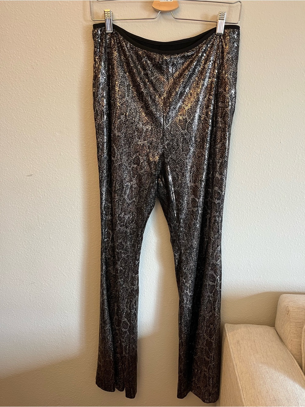 Anthropologie metallic snake print party pants